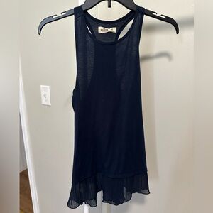 Hollister Navy Blue Racer Back Tank Top with Ruffles size XS